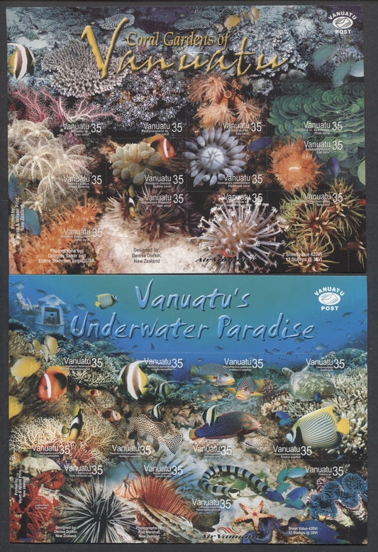 Lot 94 Vanuatu SC#862/874 2004-2005 Marine Life & Coral Issues, 2 VFNH Souvenir Sheets, Click on Listing to See ALL Pictures, 2017 Scott Cat. $22