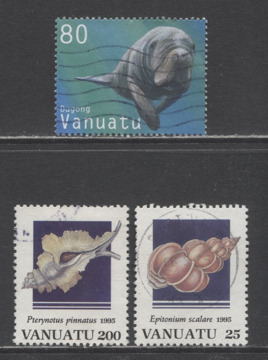 Lot 99 Vanuatu SC#654/814 1995-2002 Shells & Dugong Issues, 3 Very Fine Used Singles, Click on Listing to See ALL Pictures, 2017 Scott Cat. $6.9