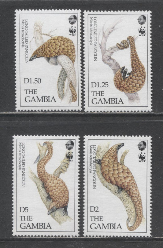 Lot 1 Gambia SC#1362-1365 1993 Pangolin Issue, 4 VFNH Singles, Click on Listing to See ALL Pictures, 2017 Scott Cat. $5