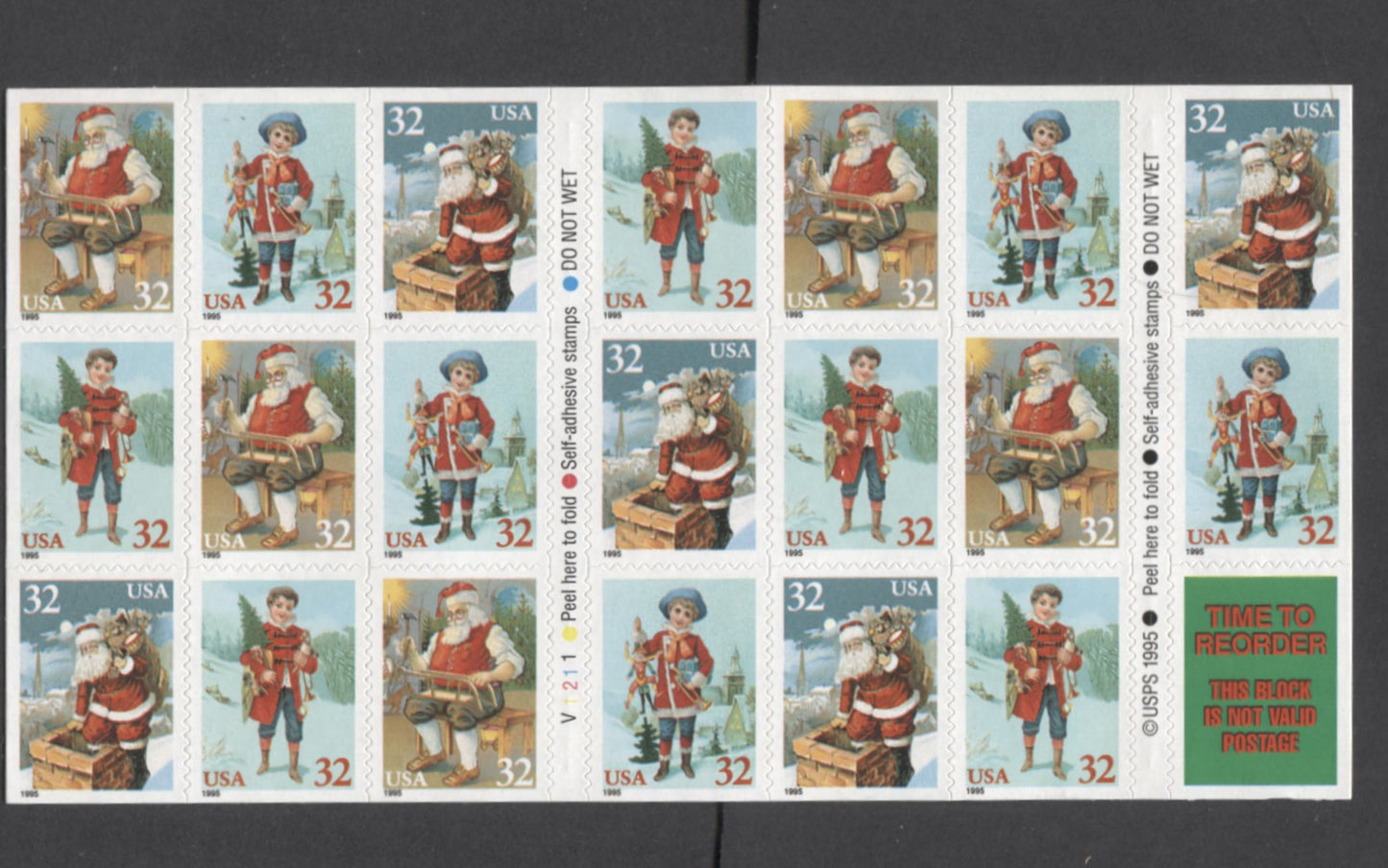 Lot 102 United States SC#3011a 32c Multicolored 1995 Christmas Issue, A VFNH Booklet Of 20, Click on Listing to See ALL Pictures, 2017 Scott Cat. $17.5