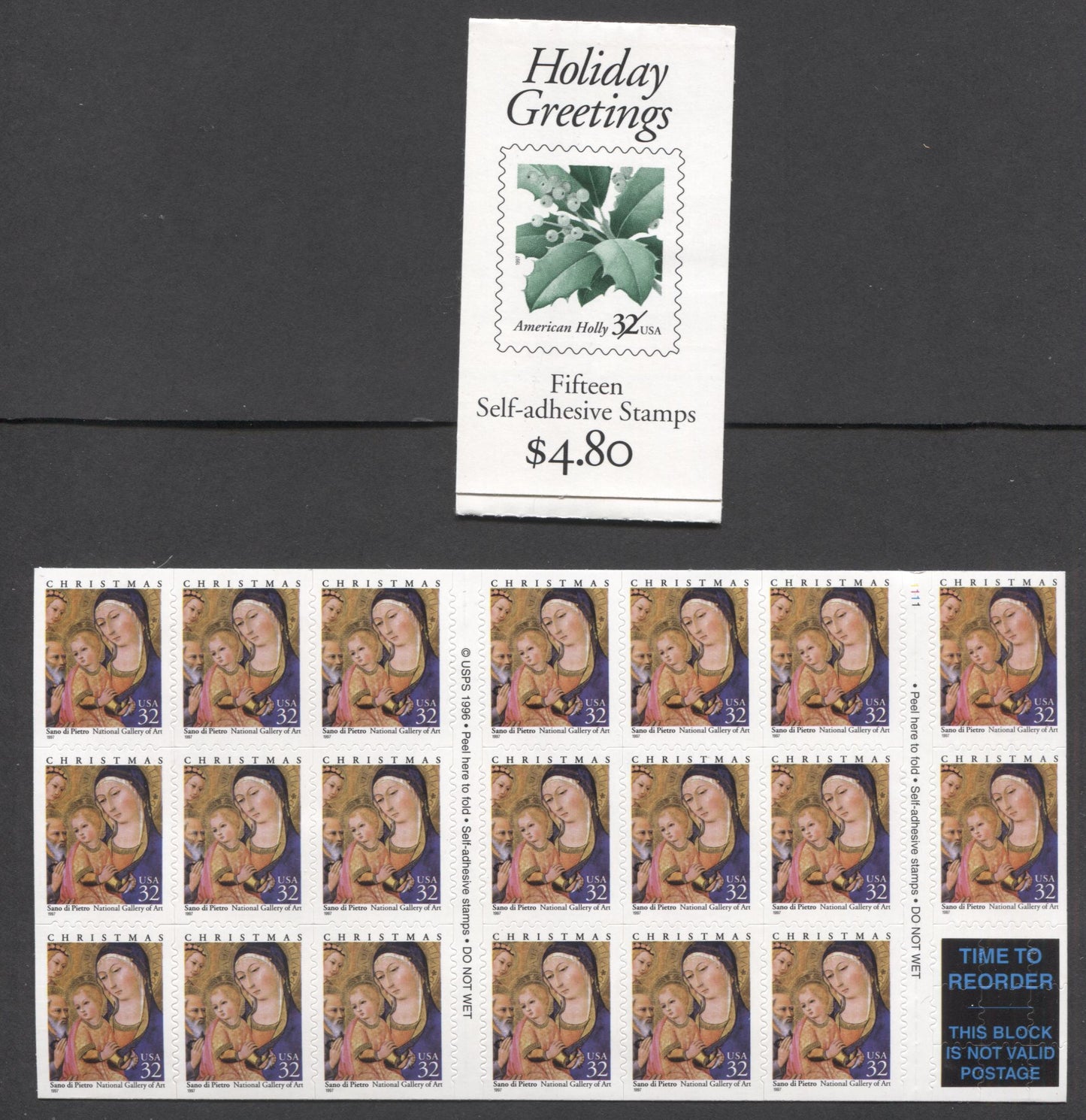 Lot 108 United States SC#3176a-3177d 1997 Christmas Issue, 2 VFNH Block Of 20 & Booklet Of 15, 2017 Scott Cat. $22.75