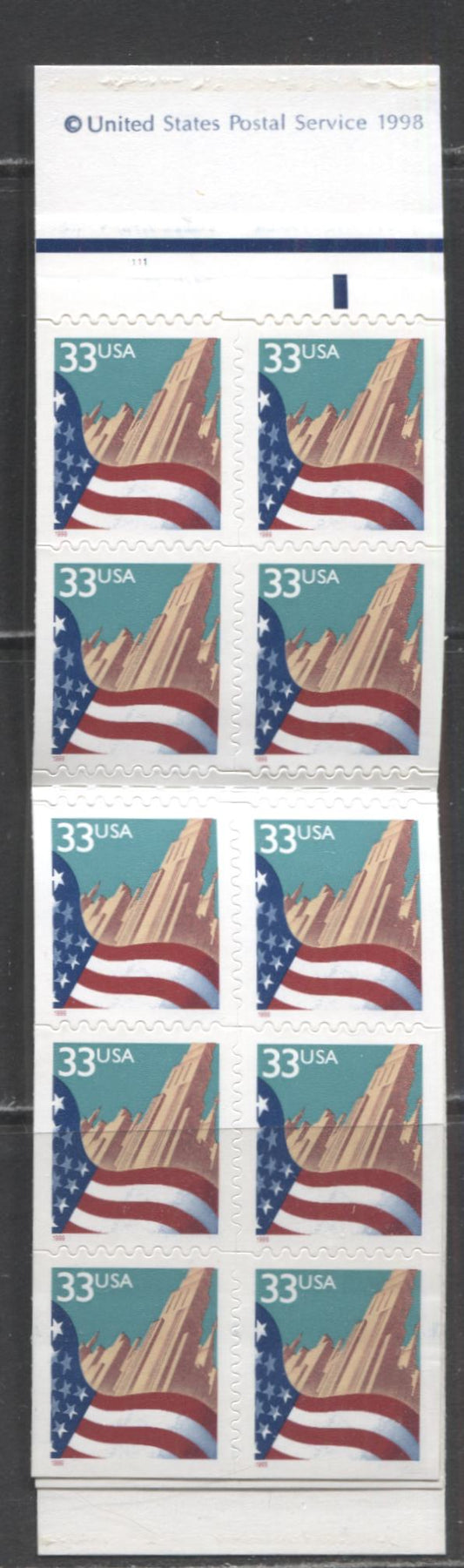 Lot 144 United States SC#3278d (BC146c)  1999 Flag/City Issue, A VFNH Booklet Of 20, 2017 Scott Cat. $30