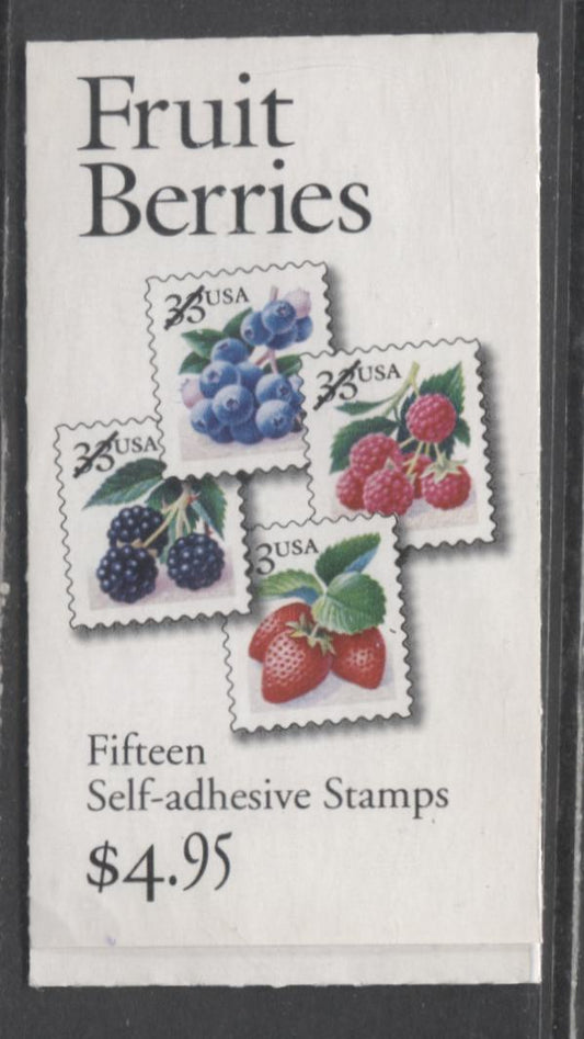 Lot 145 United States SC#3301a-c (BC148b) 33c Multicolored 1999 Berries Issue, A VFNH Booklet Of 15, Click on Listing to See ALL Pictures, 2017 Scott Cat. $15