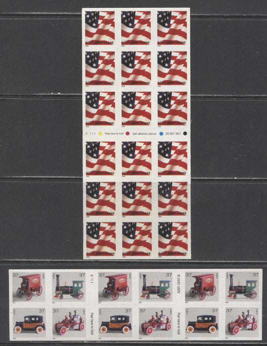 Lot 174 United States SC#3625a/3629b 2002 Flag & Toys Issues, Double-Sided Booklet, 2 VFNH Pane Of 18 & Booklet Of 20, Click on Listing to See ALL Pictures, 2017 Scott Cat. $28.5