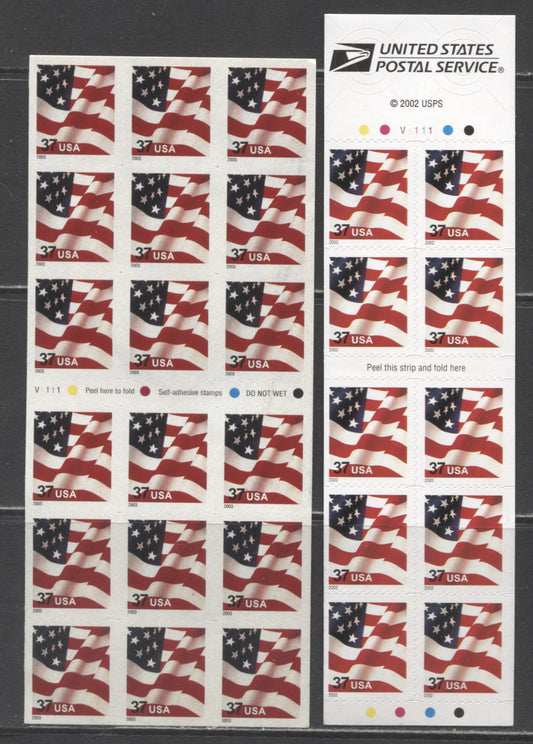 Lot 176 United States SC#3634a/3637 2002-2005 Flags Issue, 2 VFNH Pane Of 18 & Booklet Of 10, Click on Listing to See ALL Pictures, 2017 Scott Cat. $21