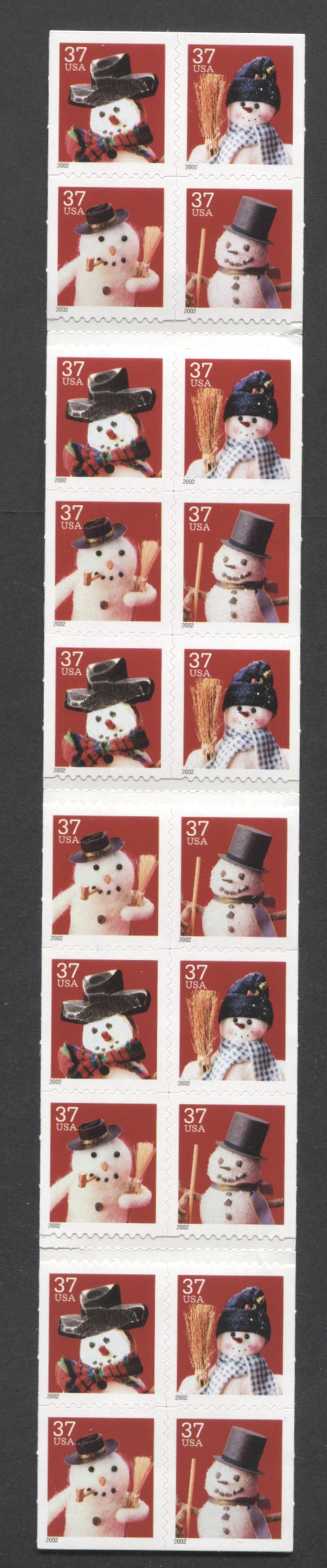 Lot 188 United States SC#3691b-d 37c Multicolored 2002 Christmas Issue, A VFNH Booklet Of 20, Click on Listing to See ALL Pictures, 2017 Scott Cat. $20