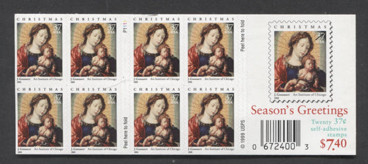 Lot 190 United States SC#3675a 37c Multicolored 2002 Christmas Issue, Double-Sided Booklet, A VFNH Booklet Of 20, Click on Listing to See ALL Pictures, 2017 Scott Cat. $15