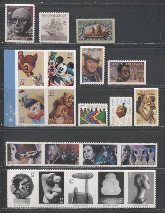 Lot 193 United States SC#3843a/3881 2004 American Choreographers/Kwanzaa Issues, 11 VFNH Singles, Block Of 4, & Strips Of 4 & 5, Click on Listing to See ALL Pictures, 2017 Scott Cat. $15.9