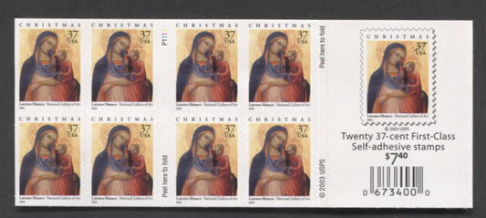 Lot 196 United States SC#3879a 37c Multicolored 2004 Christmas Issue, Double-Sided Booklet, A VFNH Booklet Of 20, Click on Listing to See ALL Pictures, 2017 Scott Cat. $15
