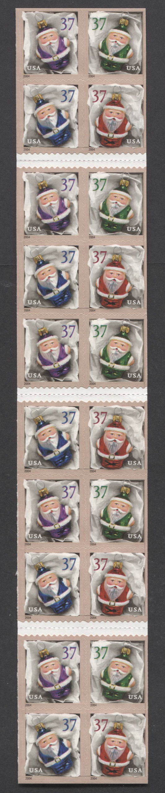 Lot 199 United States SC#3890b-d 37c Multicolored 2004 Christmas Issue, A VFNH Booklet Of 20, Click on Listing to See ALL Pictures, 2017 Scott Cat. $15