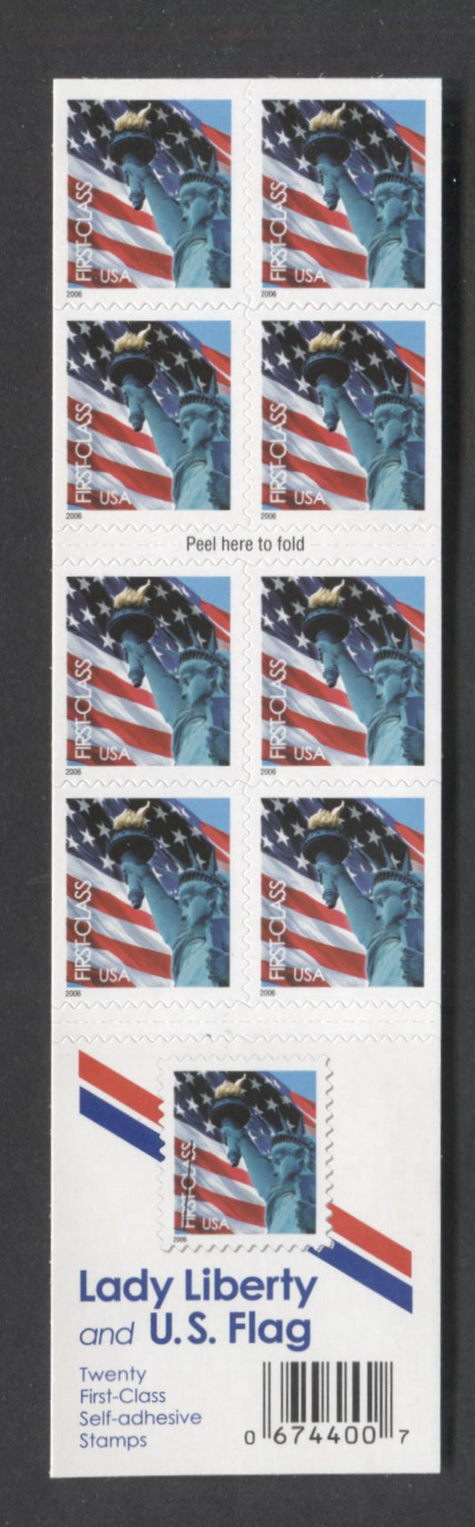 Lot 200 United States SC#3966a 37c Multicolored 2005 Flag & Statue Of Liberty Issue, Double-Sided Booklet, A VFNH Booklet Of 20, Click on Listing to See ALL Pictures, 2017 Scott Cat. $16