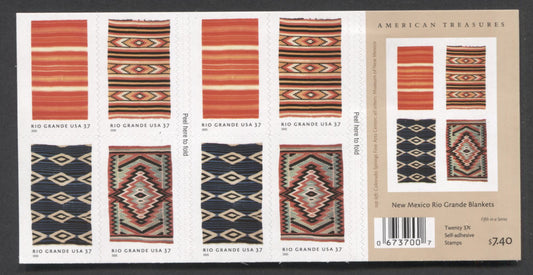 Lot 206 United States SC#3929b 37c Multicolored 2005 Rio Grande Blankets Issue, Double-Sided Booklet, A VFNH Booklet Of 20, Click on Listing to See ALL Pictures, 2017 Scott Cat. $15
