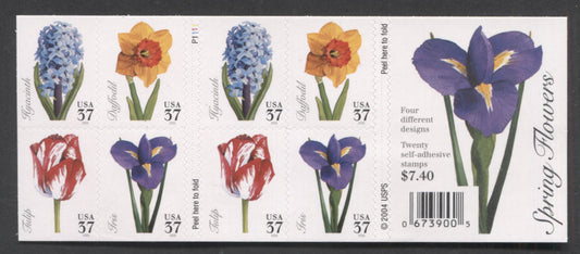 Lot 208 United States SC#3903b 37c Multicolored 2005 Spring Flowers Issue, Double-Sided Booklet, A VFNH Booklet Of 20, Click on Listing to See ALL Pictures, 2017 Scott Cat. $17