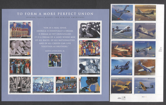 Lot 211 United States SC#3925a/3937 2005 Advances In Aviation & To Form A Perfect Union Issues, 2 VFNH Sheets Of 10, Click on Listing to See ALL Pictures, 2017 Scott Cat. $19