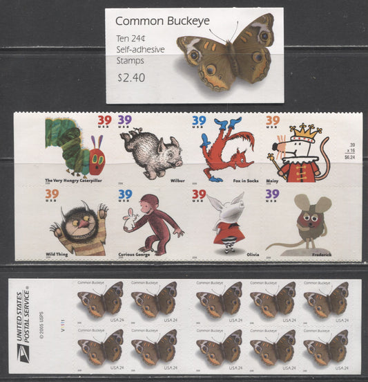 Lot 223 United States SC#3994a/4001d 2006 Common Buckeye Butterfly - Chrildrens Book Animals Issues, 3 VFNH Pane Of 8 & Booklets Of 10, Click on Listing to See ALL Pictures, 2017 Scott Cat. $16.5