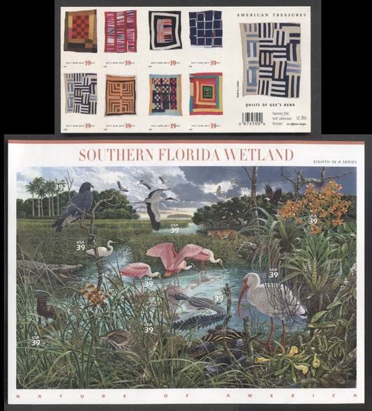 Lot 226 United States SC#4098a-4099 2006 American Treasures Series & Southern Florida Wetlands Issues, 2 VFNH Block & Sheet Of 10, Click on Listing to See ALL Pictures, 2017 Scott Cat. $20