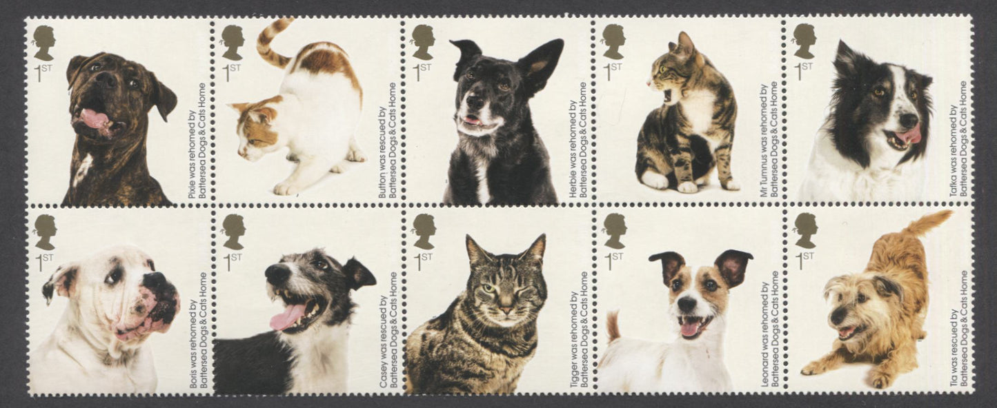 Lot 23 Great Britain SC#2766a 1st Multicolored 2010 Battersea Dogs & Cat Home 150th Anniversary Issue, A VFNH Block Of 10, Click on Listing to See ALL Pictures, 2017 Scott Cat. $20