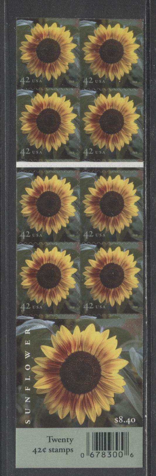 Lot 232 United States SC#4327a 42c Multicolored 2008 Sunflower Issue, Double-Sided Booklet, A VFNH Booklet Of 20, Click on Listing to See ALL Pictures, 2017 Scott Cat. $17