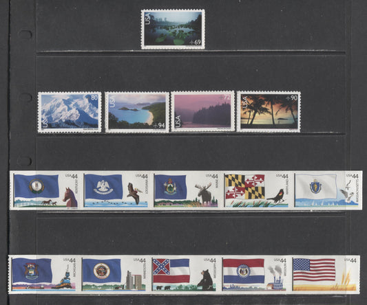 Lot 240 United States SC#4297a/C145 2001-2009 Airmail & Flags Issues, 7 VFNH Singles & Strips Of 5, Click on Listing to See ALL Pictures, 2017 Scott Cat. $18.2
