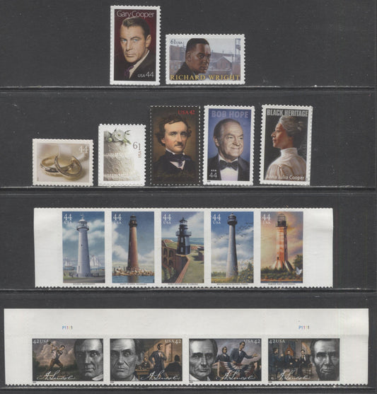 Lot 245 United States SC#4377/4421 2009 Weddings/Lighthouses Issues, 9 VFNH Singles & Strps Of 4 & 5, Click on Listing to See ALL Pictures, 2017 Scott Cat. $17.7