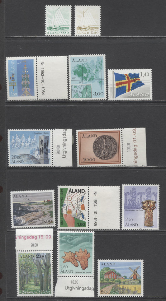 Lot 268 Aland SC#2/22 1984-1990 Definitives, 12 VFNH Singles, Click on Listing to See ALL Pictures, 2017 Scott Cat. $13