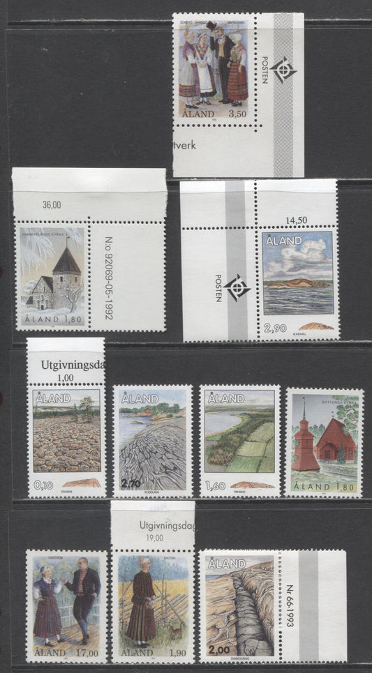 Lot 273 Aland SC#34/77 1984-1993 Folk Dresses & Geological Formations Issues, 11 VFNH Singles, Click on Listing to See ALL Pictures, 2017 Scott Cat. $24.15