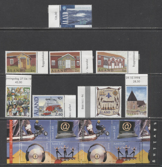Lot 280 Aland SC#88/151 1998-2000 Youth Activites/Homesteads Issues, 9 VFNH Singles & Booklet, Click on Listing to See ALL Pictures, 2017 Scott Cat. $20.4