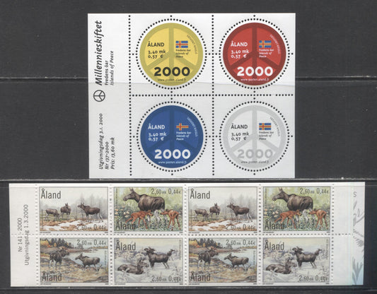 Lot 283 Aland SC#161/165b 2000 Peace & Elk Issues, 2 VFNH Souvenir Sheet Of 4 & Booklet, Click on Listing to See ALL Pictures, 2017 Scott Cat. $15.5