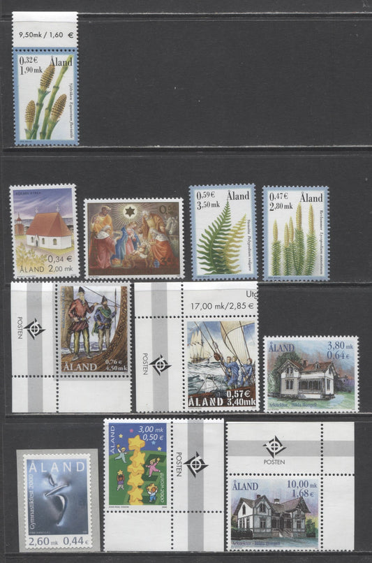 Lot 284 Aland SC#166/182 2000 Europa/Swamp Plants Issues, 11 VFNH Singles, Click on Listing to See ALL Pictures, 2017 Scott Cat. $19.05
