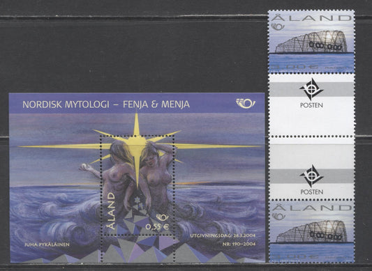 Lot 293 Aland SC#205/221 2002-2004 Radar II & Norse Gods Issues, 2 VFNH Vertical Pair & Souvenir Sheet, Click on Listing to See ALL Pictures, 2017 Scott Cat. $18.75