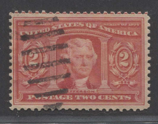 Lot 304 United States of America SC#324 2c Carmine 1904 Louisiana Purchase Issue, With Crisp And Full Duplex Grid Cancel Strike, A VF Used Single, Click on Listing to See ALL Pictures, Estimated Value $5