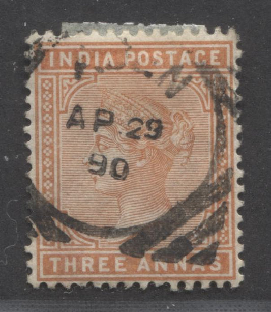 Lot 305 Aden - India Used In Aden SC#Z50 3a Orange 1882-1890 Queen Victoria Keyplate Issue, SON April 29, 1890 Aden Squared Circle Cancel, A VF Used Single, Click on Listing to See ALL Pictures, Estimated Value $18