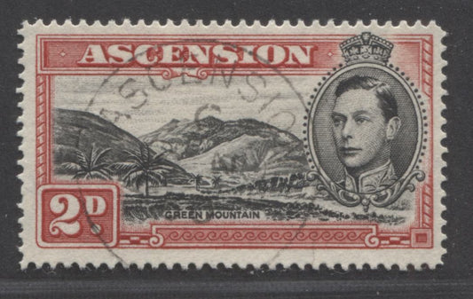 Lot 306A Ascension SC#43C 2d Black and Deep Red 1938-1953 King George VI Pictorial Definitive Issue, With SON November 2, 1950 Acension CDS Cancel, A VF Used Single, Click on Listing to See ALL Pictures, Estimated Value $5