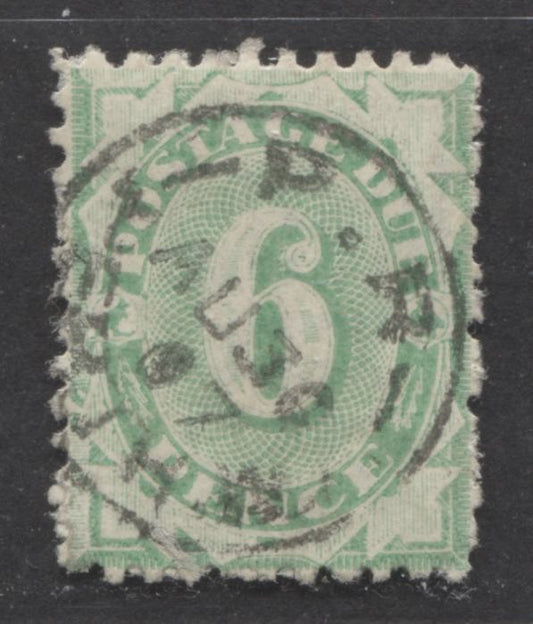 Lot 316 Australia SC#J15a 6d Emerald 1902-1904 Postage Due, Perf. 11, Wmk Crown & NSW Inverted, SON August 30, 1907 P.H. Perth CDS Cancel, A VF Used Single, Click on Listing to See ALL Pictures, Estimated Value $25