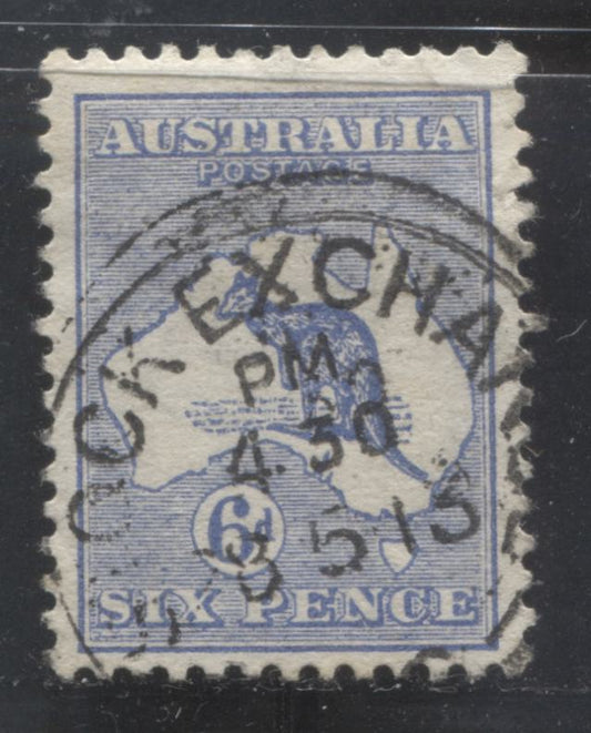 Lot 319 Australia SC#8 6d Ultramarine 1913 Kangaroo & Map Issue, First Wmk, With SON May 8, Stock Exchange CDS, A VF Used Single, Click on Listing to See ALL Pictures, 2022 Scott Classic Cat. $30