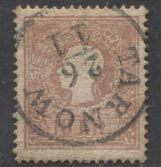 Lot 330 Austria - Poland SC#10a 10Kr Brown 1858-1859 Franz Joseph Sidefaces, Type 1, November 26 Tarnow, Poland CDS, A Fine Used Single, Click on Listing to See ALL Pictures, Estimated Value $15