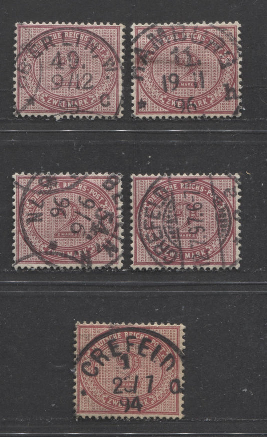 Lot 422 Germany SC#36/36 1875-1890 Numeral Issue, All With SON Town Cancels, 5 VF Used Singles, Click on Listing to See ALL Pictures, Estimated Value $35