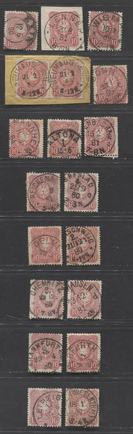 Lot 424 Germany SC#39  1880-1883 Numeral & Eagle Pfenning Issue, All With SON Town Cancels, Including Some Polish Towns, 19 Fine & VF Used Singles, Click on Listing to See ALL Pictures, Estimated Value $20