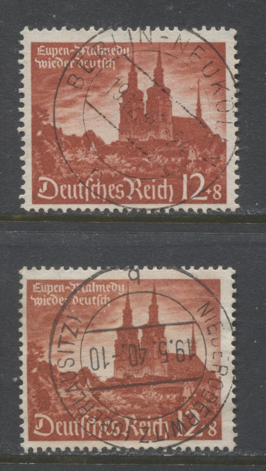 Lot 458 Germany SC#B175  1940 Eupen-Malmedy Reunion Semi-Postal Issue, Slightly Different Shades, Both With Different SON CDS Cancels, 2 VF Used Singles, Click on Listing to See ALL Pictures, 2022 Scott Classic Cat. $6