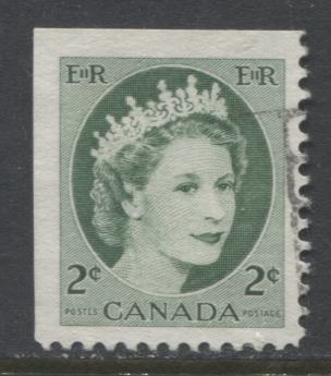 Lot 505 Canada #338asvar 2c  Green Queen Elizabeth II, 1954-1962  Wilding Issue, A VF Used Single, From The Miniature Pane, On Unlisted HB Paper