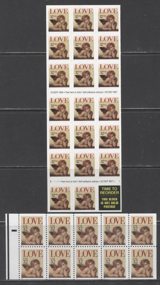 Lot 59 United States SC#2959a/3030a 1994-1996 Love Issue, 2 VFNH Booklet Of 20 & Pane Of 10, Click on Listing to See ALL Pictures, 2017 Scott Cat. $19.5