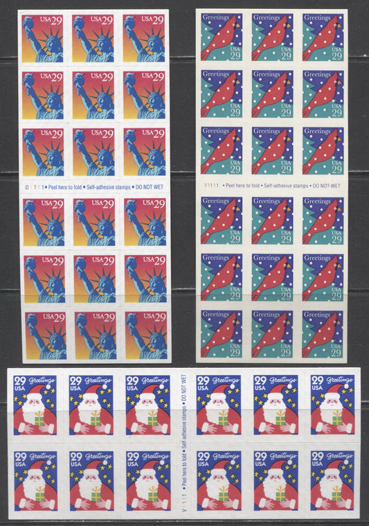 Lot 92 United States SC#2599a/2874a 1992-1994 Statue Of Liberty - Christmas Issues, 2 VFNH Blocks Of 18, Click on Listing to See ALL Pictures, 2017 Scott Cat. $22