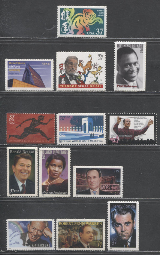Lot 1 United States SC#3832/3911 2004 Chinese New Year/Legends Of Hollywood, 13 VFNH Singles, Click on Listing to See ALL Pictures, 2017 Scott Cat. $10.2