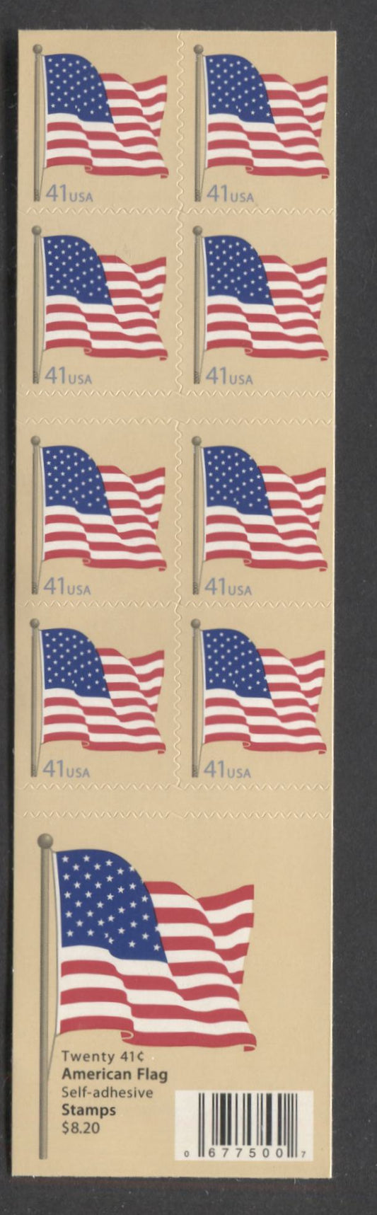 Lot 12 United States SC#4191a 41c Multicolored 2007 Flag Issue, Double Sided Booklet, A VFNH Booklet Of 20, Click on Listing to See ALL Pictures, 2017 Scott Cat. $17
