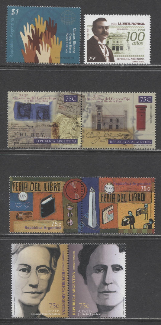 Lot 145 Argentina SC#2156/2164 2001 Also Severi/Politicians Issues, 6 VFNH Singles & Pair+Label, Click on Listing to See ALL Pictures, 2017 Scott Cat. $11.3