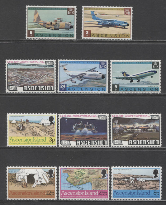 Lot 153 Ascension SC#185/228 1975-1977 US Airforce, US Base & Centenary Of Visit Of Prof. David Gill Issues, 11 VFNH Singles, Click on Listing to See ALL Pictures, 2017 Scott Cat. $10.7