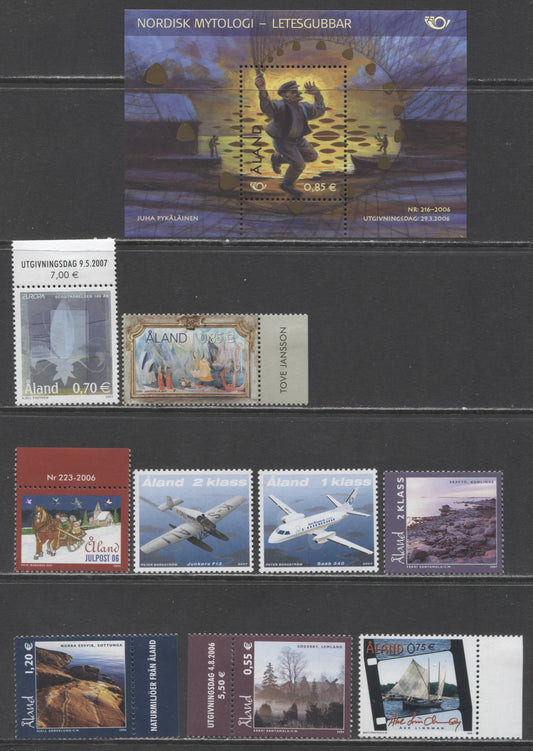 Lot 160 Aland Islands SC#247/262 2006-2007 Fishing Boats/Europa Issues, 10 VFNH Singles & Souvenir Sheet, Click on Listing to See ALL Pictures, 2017 Scott Cat. $18.15