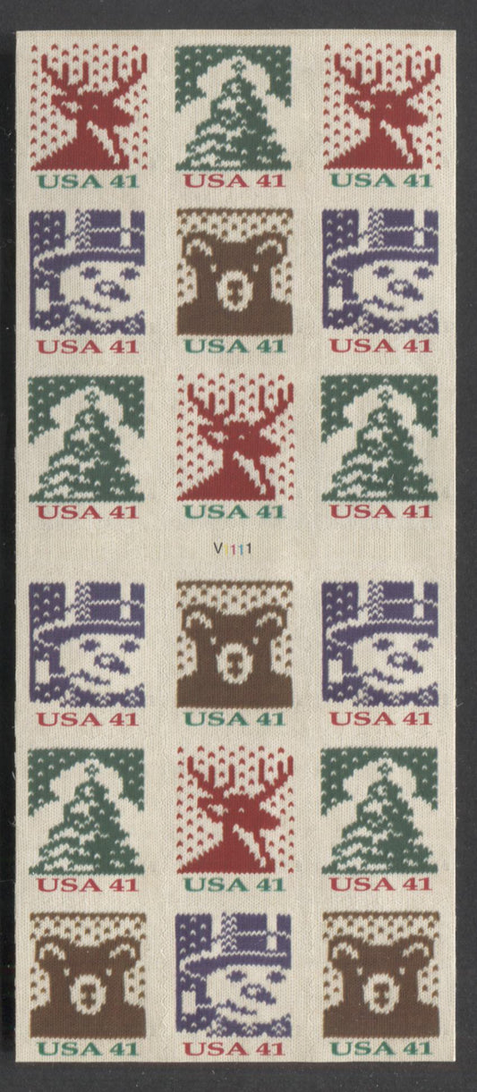 Lot 16 United States SC#4218b 41c Multicolored 2007 Christmas Issue, A VFNH Pane Of 18, Click on Listing to See ALL Pictures, 2017 Scott Cat. $23.5