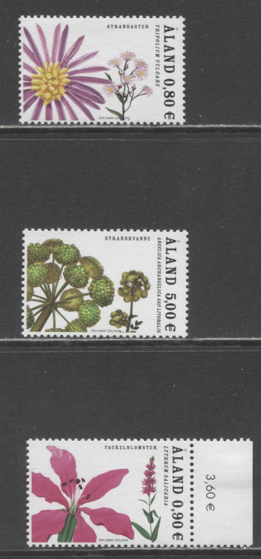 Lot 161 Aland Islands SC#255-257 2007 Flowers Issue, 3 VFNH Singles, Click on Listing to See ALL Pictures, 2017 Scott Cat. $18.75