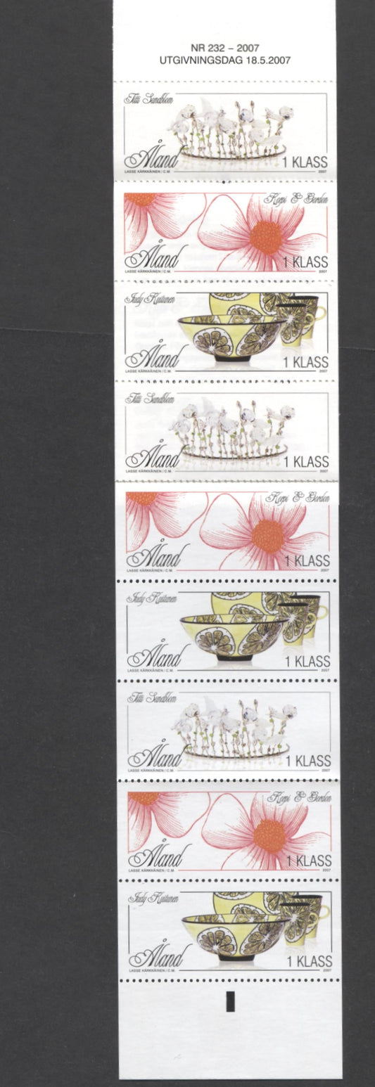 Lot 162 Aland Islands SC#265a 1k Multicolored 2007 Contemporary Crafts Issue, A VFNH Complete Booklet Of 9, Click on Listing to See ALL Pictures, 2017 Scott Cat. $18
